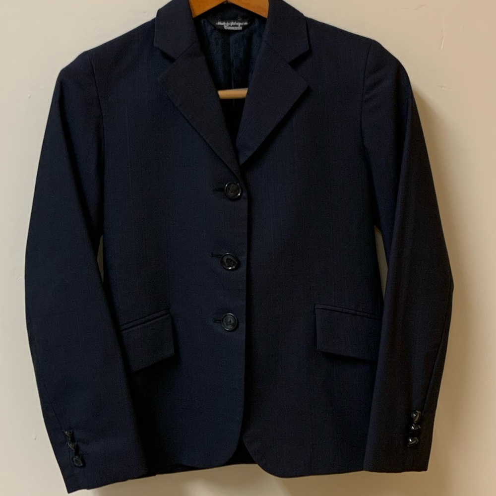 Grand Prix Girls Size 12 S Equestrian Show Coat Jacket Navy Excellent Condition
